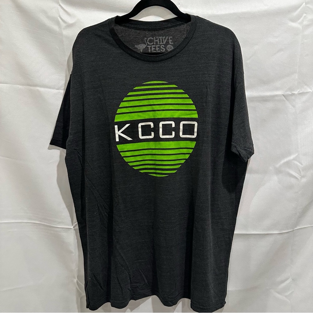 Chive Tees Men's Charcoal “KCCO” T-Shirt with Green Graphic